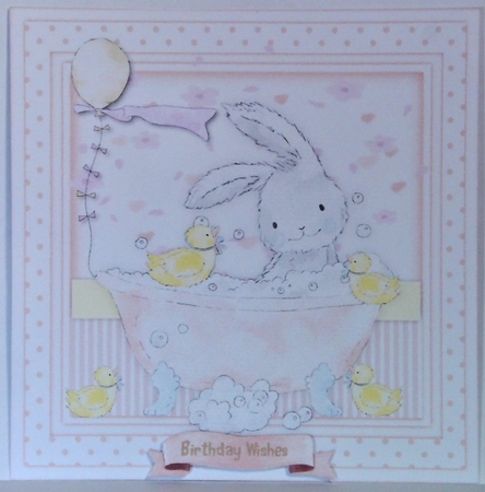 Rabbits Birthday Bath , Pink by Hazel Underwood