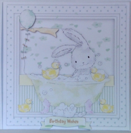 Rabbits Birthday Bath , Green by Hazel Underwood