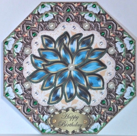 Layered Octagon Topper With Artistic Flower by Hazel Underwood
