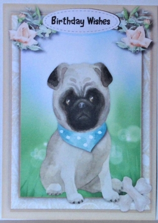  A5 ,Cute Puppy in a Aqua  Neck Scarf  by Hazel Underwood