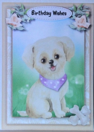  A5 ,Cute Puppy in a Lilac  Neck Scarf  by Hazel Underwood