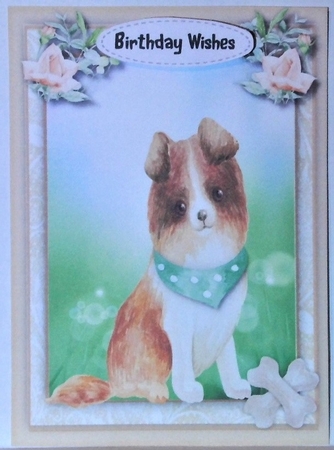  A5 ,Cute Puppy in a Green  Neck Scarf  by Hazel Underwood
