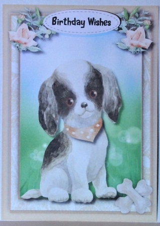  A5 ,Cute Puppy in a Pink  Neck Scarf  by Hazel Underwood