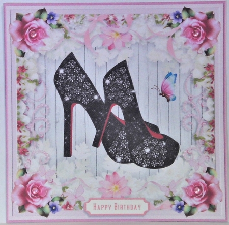 Female Birthday Diamond Shoes 7x7ins Topper 1 by Hazel Underwood