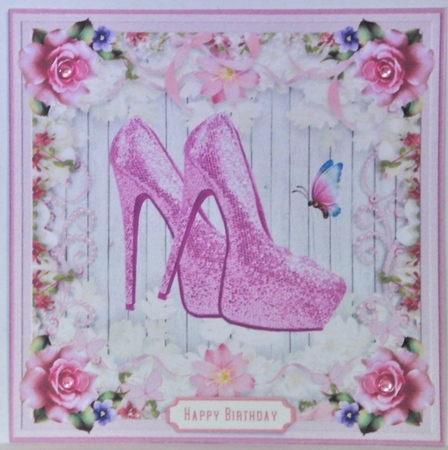 Female Birthday Glitter Shoes 7x7ins Topper 3 by Hazel Underwood