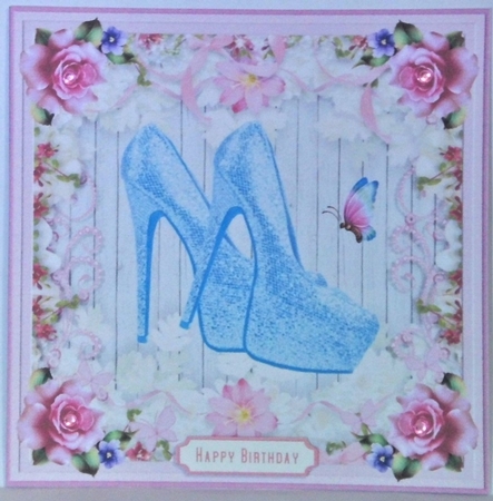 Female Birthday Glitter Shoes 7x7ins Topper 4 by Hazel Underwood