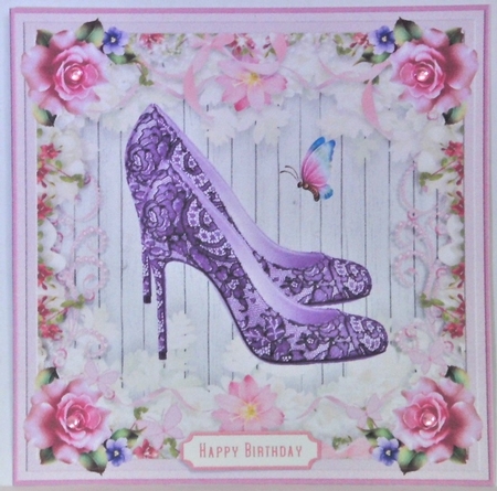 Female Birthday Lace Shoes 7x7ins Topper 1 by Hazel Underwood