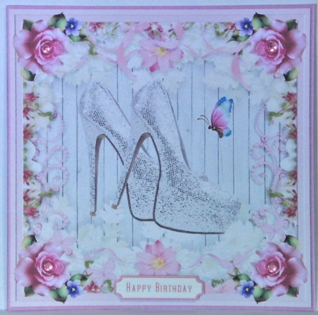 Female Birthday Glitter Shoes 7x7ins Topper 7 by Hazel Underwood