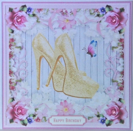 Female Birthday Glitter Shoes 7x7ins Topper 8 by Hazel Underwood