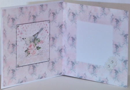 6 x 6 Card Insert, Dove Floral on Pink Background, Blank by Hazel Underwood