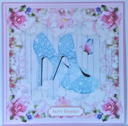 Female Birthday Diamond Shoes 7x7ins Topper 3 by Hazel Underwood
