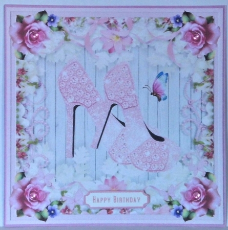 Female Birthday Diamond Shoes 7x7ins Topper 5 by Hazel Underwood
