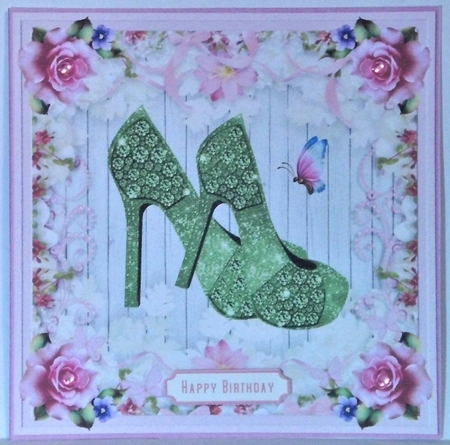 Female Birthday Diamond Shoes 7x7ins Topper 7 by Hazel Underwood