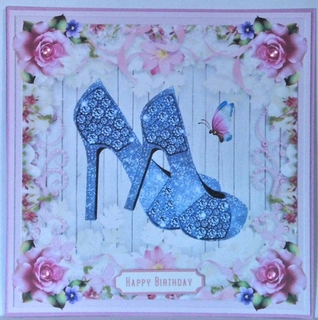 Female Birthday Diamond Shoes 7x7ins Topper 8 by Hazel Underwood
