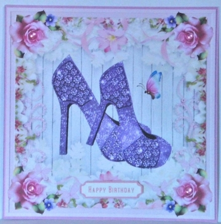 Female Birthday Diamond Shoes 7x7ins Topper 9 by Hazel Underwood