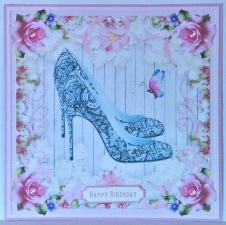 Female Birthday Lace Shoes 7x7ins Topper 5 by Hazel Underwood
