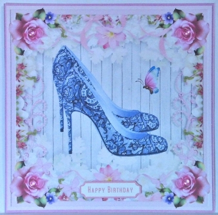 Female Birthday Lace Shoes 7x7ins Topper 6 by Hazel Underwood
