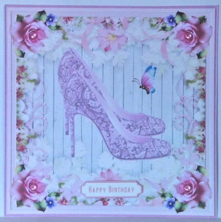 Female Birthday Lace Shoes 7x7ins Topper 7 by Hazel Underwood