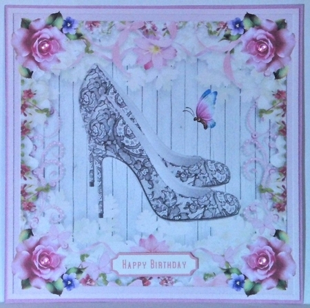 Female Birthday Lace Shoes 7x7ins Topper 8 by Hazel Underwood