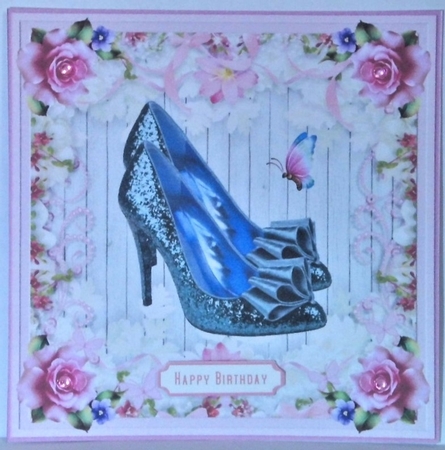 Female Glitter Shoes with Bow 7x7ins Topper 1 by Hazel Underwood