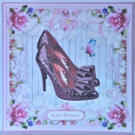 Female Glitter Shoes with Bow 7x7ins Topper 2 by Hazel Underwood