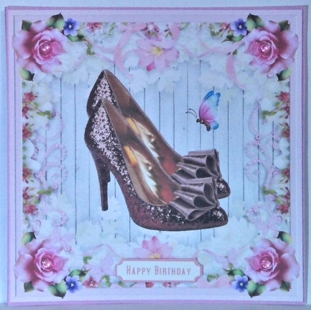 Female Glitter Shoes with Bow 7x7ins Topper 3 by Hazel Underwood