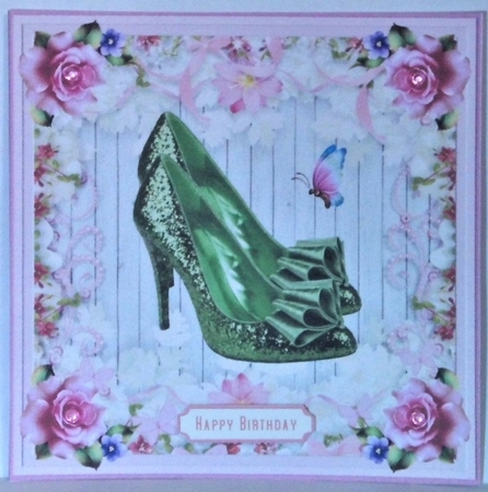 Female Glitter Shoes with Bow 7x7ins Topper 4 by Hazel Underwood
