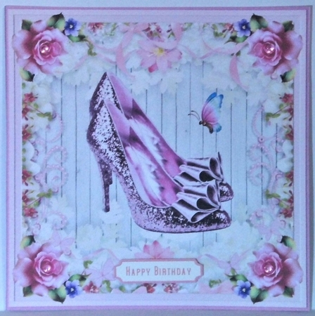 Female Glitter Shoes with Bow 7x7ins Topper 5 by Hazel Underwood
