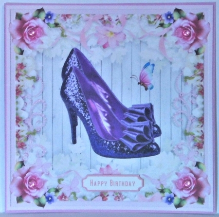 Female Glitter Shoes with Bow 7x7ins Topper 6 by Hazel Underwood