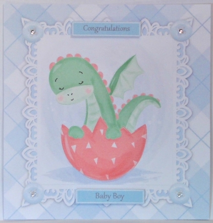 Gorgeous Baby Boy Dinosaur In A Egg 8x8 by Hazel Underwood