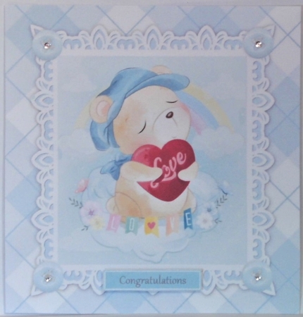 Gorgeous Baby Boy Bear With Heart 8x8 by Hazel Underwood