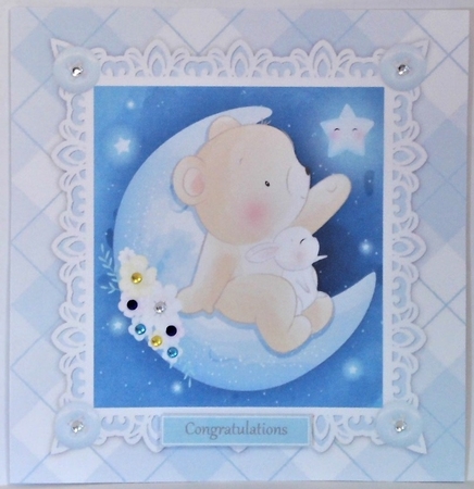Gorgeous Baby Boy Bear On The Moon 8x8 by Hazel Underwood