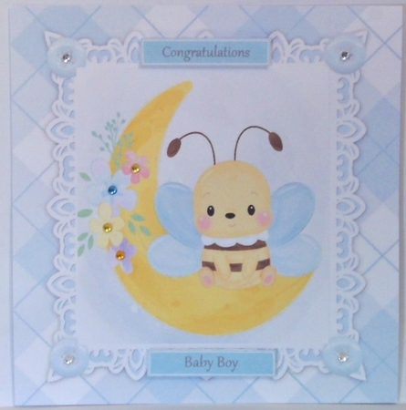 Gorgeous Baby Boy Bee On The Moon 8x8 by Hazel Underwood