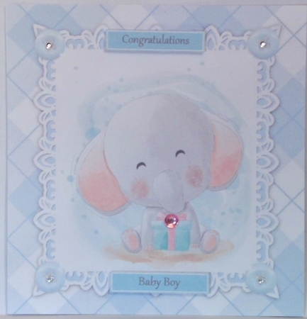 Gorgeous Baby Boy Elephant With Present 8x8 by Hazel Underwood
