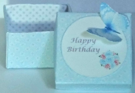 Pink and blue daliah exploding box card with matching gift box. by Hazel Underwood