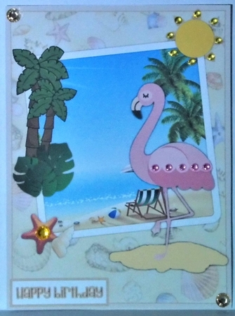 Flamingo birthday greeting card by Hazel Underwood