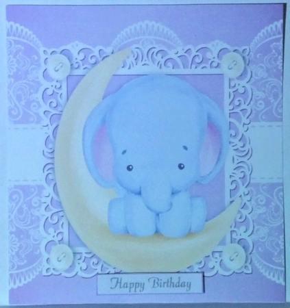Gorgeous Purple Watercolour Elephant On the moon 8x8 Mini Kit by Hazel Underwood
