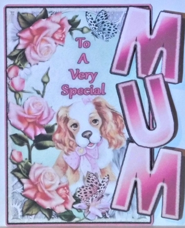 Mum- Roses and Cute Puppy by Hazel Underwood