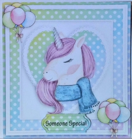 unicorn Happy birthday card with numbers by Hazel Underwood