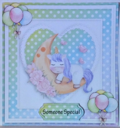 unicorn Happy birthday card with numbers by Hazel Underwood