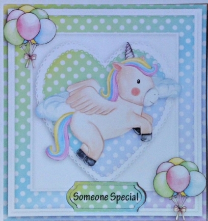unicorn Happy birthday card with numbers by Hazel Underwood