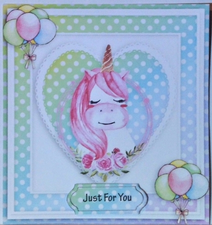 unicorn Happy birthday card with numbers by Hazel Underwood
