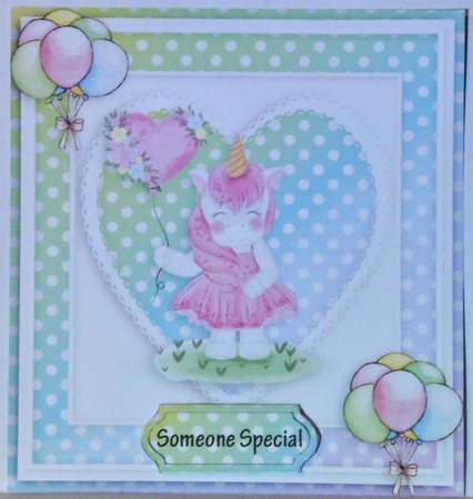 unicorn Happy birthday card with numbers by Hazel Underwood