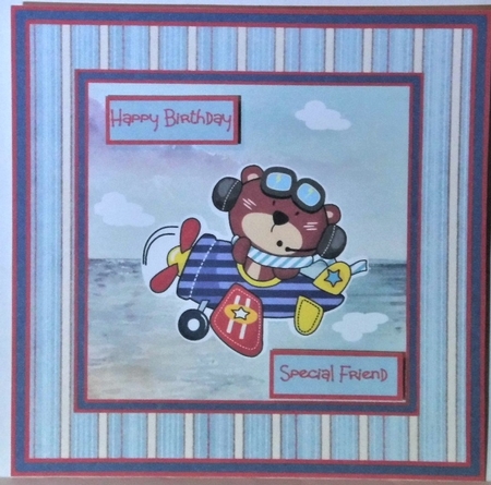 Bear pilot 7x7 card by Hazel Underwood