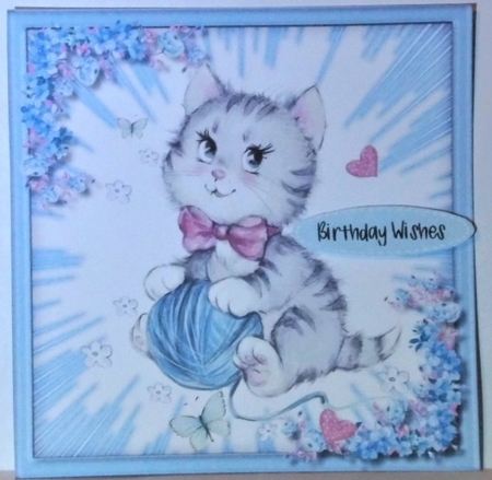 Kitty Cat With Blue Wool by Hazel Underwood