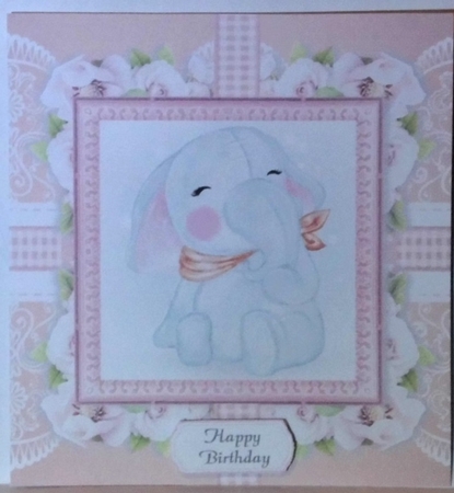 Cute Elephant In Floral Frame 8x8 Mini Kit by Hazel Underwood