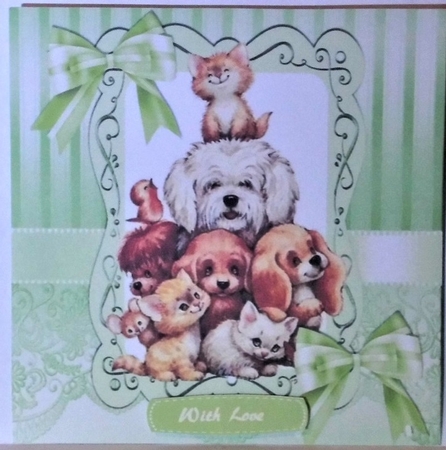 Cute best of friends together with green bows 8x8 by Hazel Underwood