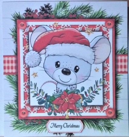 Gorgeous Mouse In Holly Frame 8x8 by Hazel Underwood