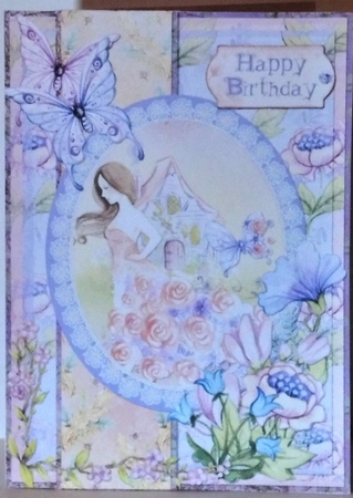 A5 Card Front Woodland Fairy Princess with Topper and Sentiment Toppers by Hazel Underwood