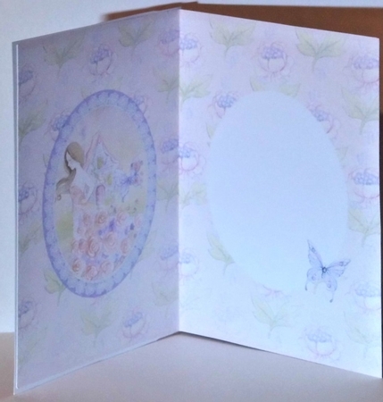 A5 Card Insert Woodland Fairy Princess on Pink Floral Background by Hazel Underwood